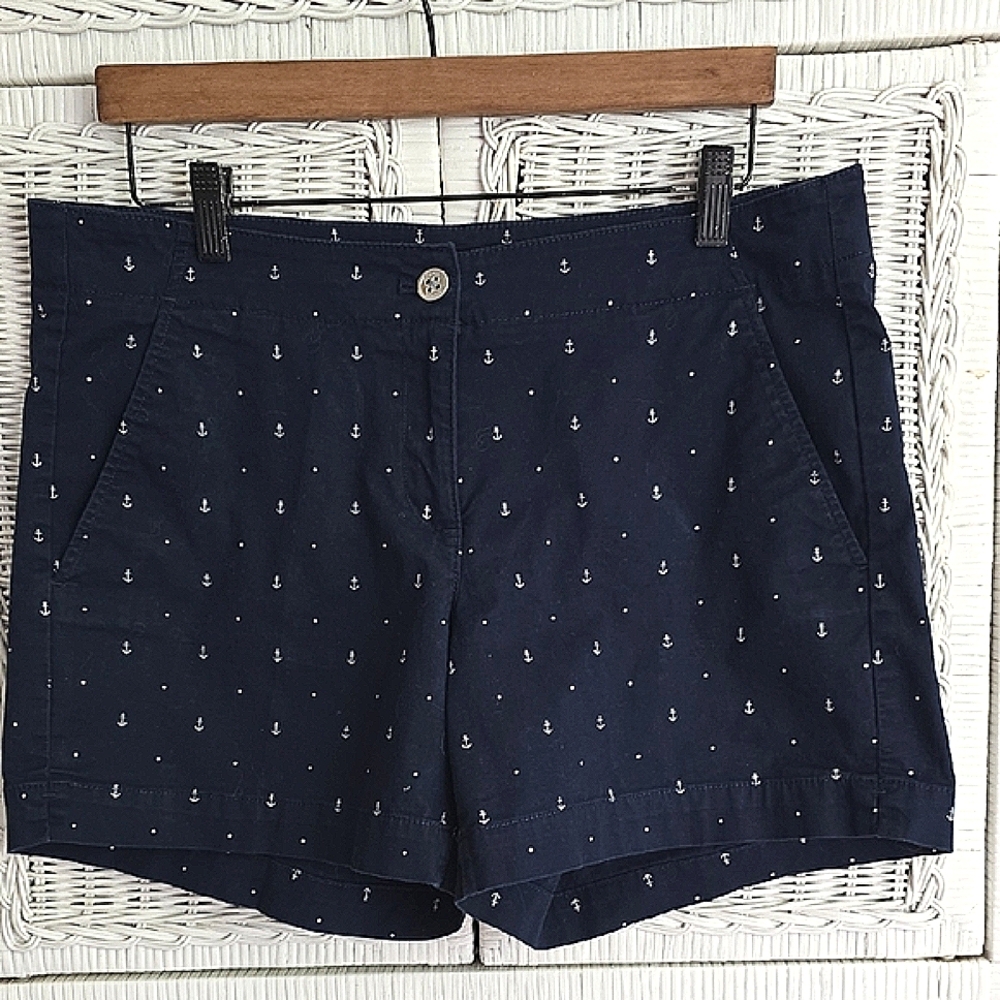 Nautica Blue Bermuda Shorts with Nautical Anchor Print EUC